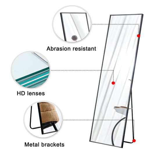 Wall mounted full-length mirror black 65 * 23“