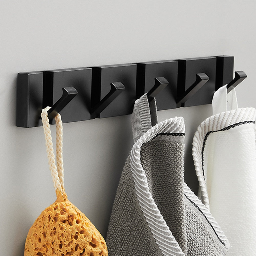 Folding Towel Hanger & Wall Hook (Black Gold) — Versatile Space-Saving Organization