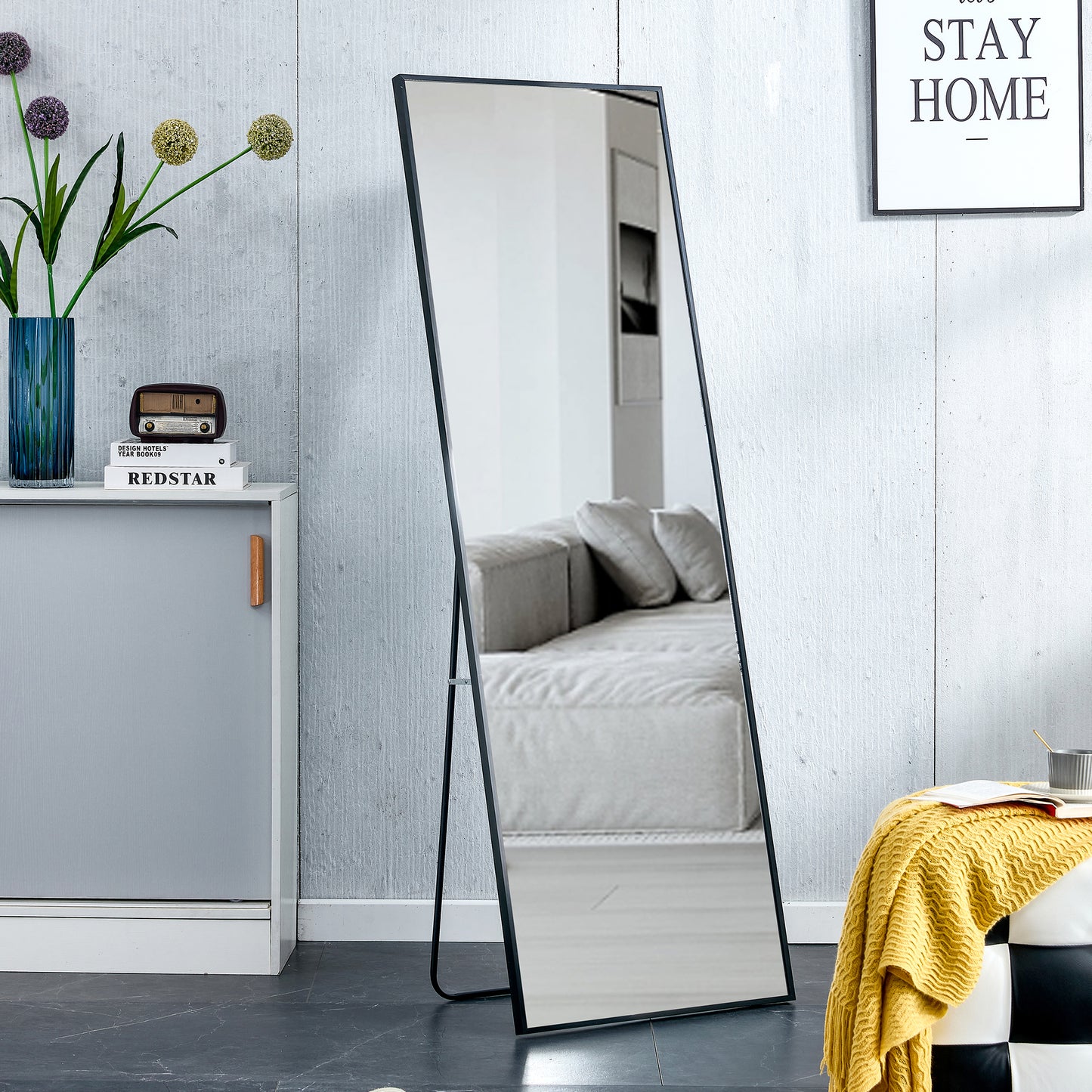 Wall mounted full-length mirror black 65 * 23“