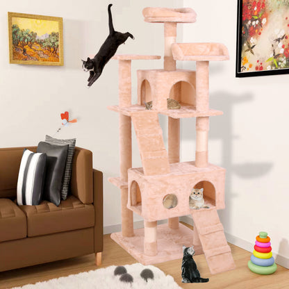 Multi-Level Cat Tree – Plush Altay Velvet Condo with Hammocks & Scratching Posts