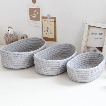 Ship-Shaped Hand-Woven Cotton Rope Storage Basket – Retro Desktop & Hallway Organizer