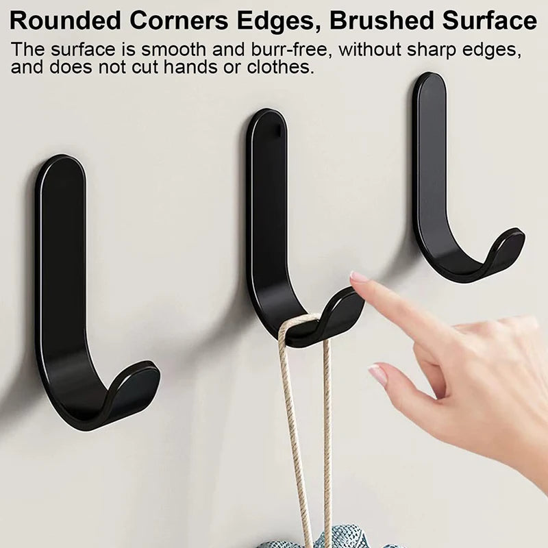 12-Pack Heavy-Duty Matte Black Adhesive Wall Hooks — No-Drill, 40Lbs Capacity