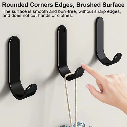 12-Pack Heavy-Duty Matte Black Adhesive Wall Hooks — No-Drill, 40Lbs Capacity