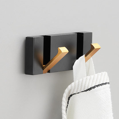 Folding Towel Hanger & Wall Hook (Black Gold) — Versatile Space-Saving Organization