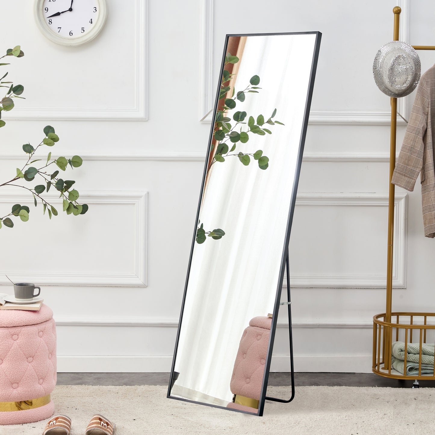 Wall mounted full-length mirror black 65 * 23“