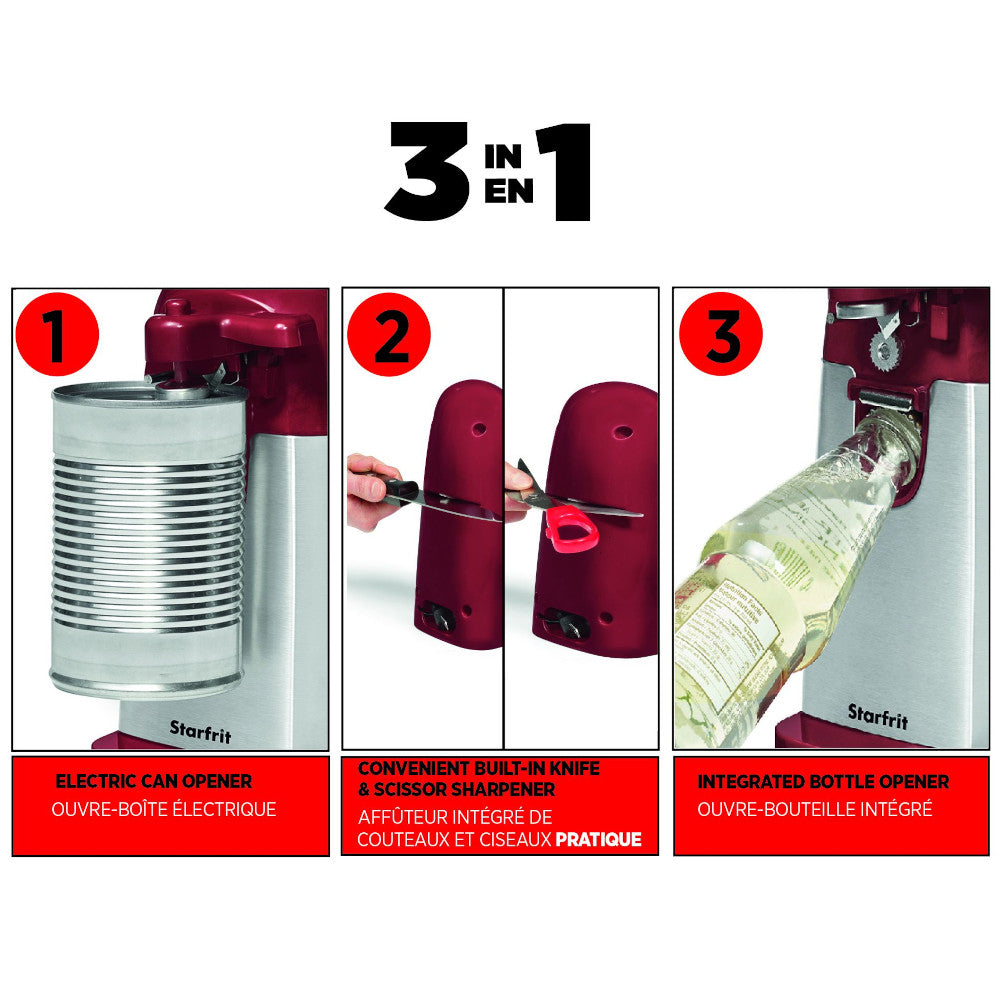 3-in-1 Automatic Electric Can Opener — Hands-Free Opening, Sharpening & More