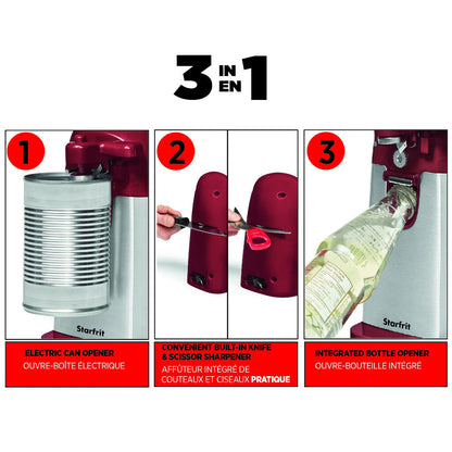 3-in-1 Automatic Electric Can Opener — Hands-Free Opening, Sharpening & More