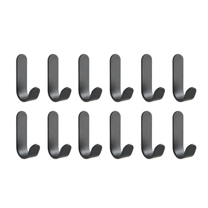 12-Pack Heavy-Duty Matte Black Adhesive Wall Hooks — No-Drill, 40Lbs Capacity