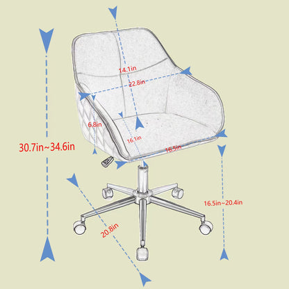 Velvet Office Desk Chair, Modern Home Desk Chair with Wheels