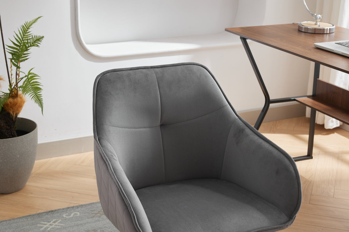 Velvet Office Desk Chair, Modern Home Desk Chair with Wheels