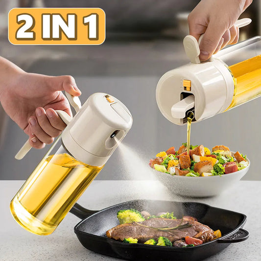 2-in-1 Glass Oil Sprayer & Pourer (550ml) – Automatic Flip & Precise Control