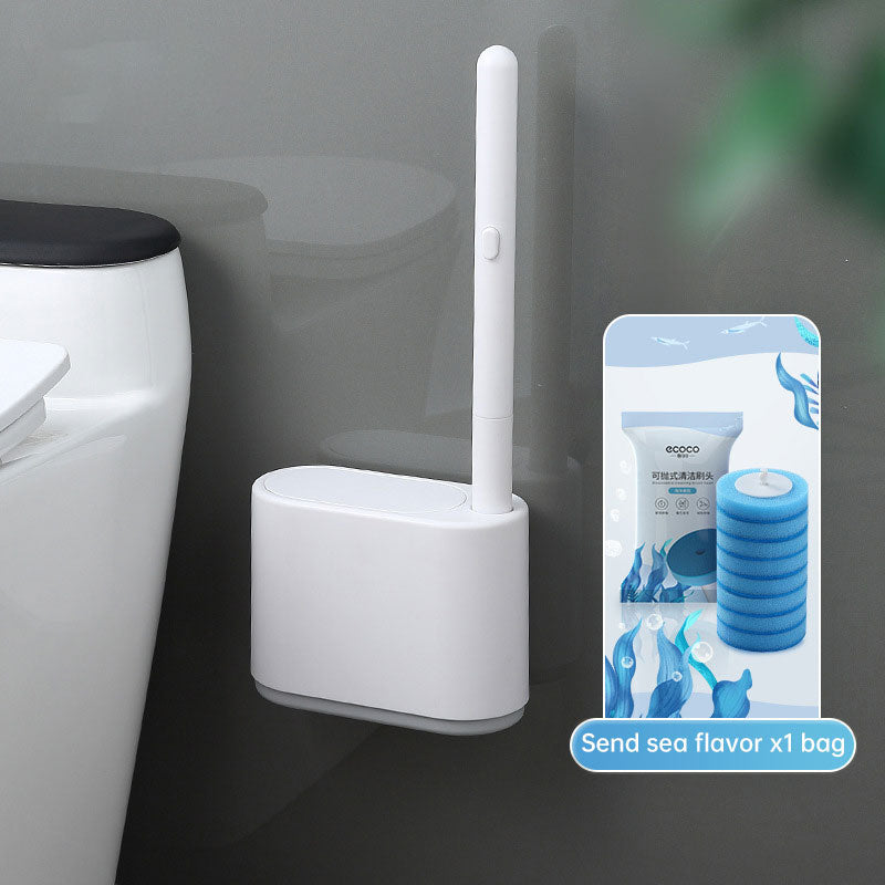 Wall-Mounted Toilet Brush with Automatic Lid & Cleaning Solution