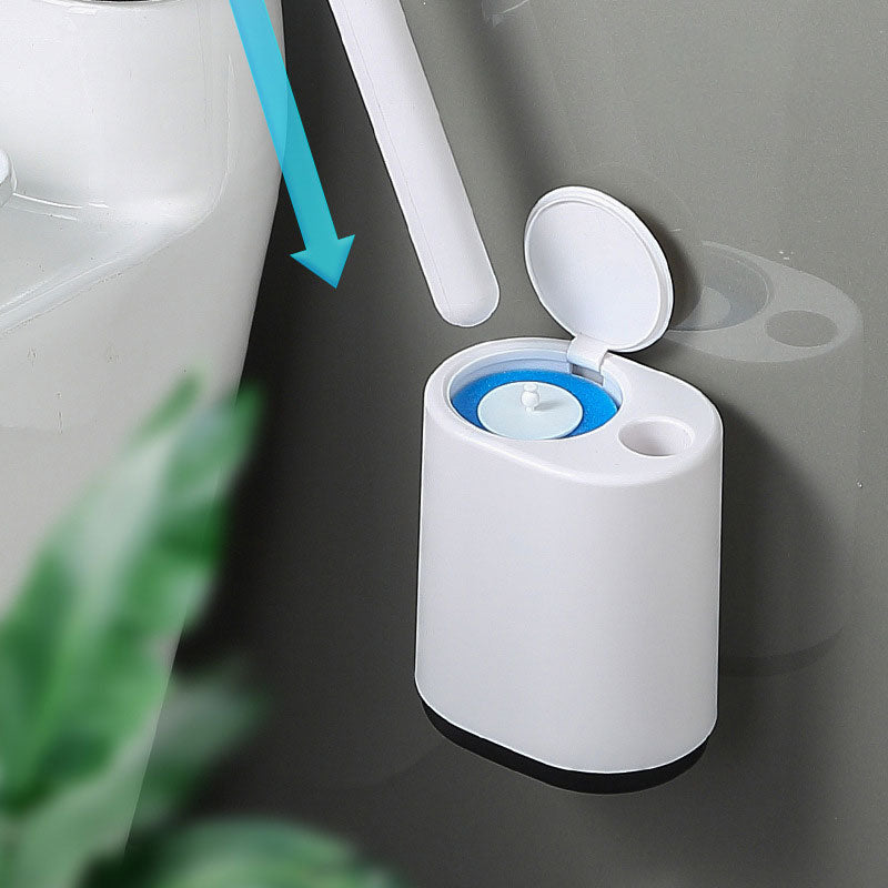 Wall-Mounted Toilet Brush with Automatic Lid & Cleaning Solution