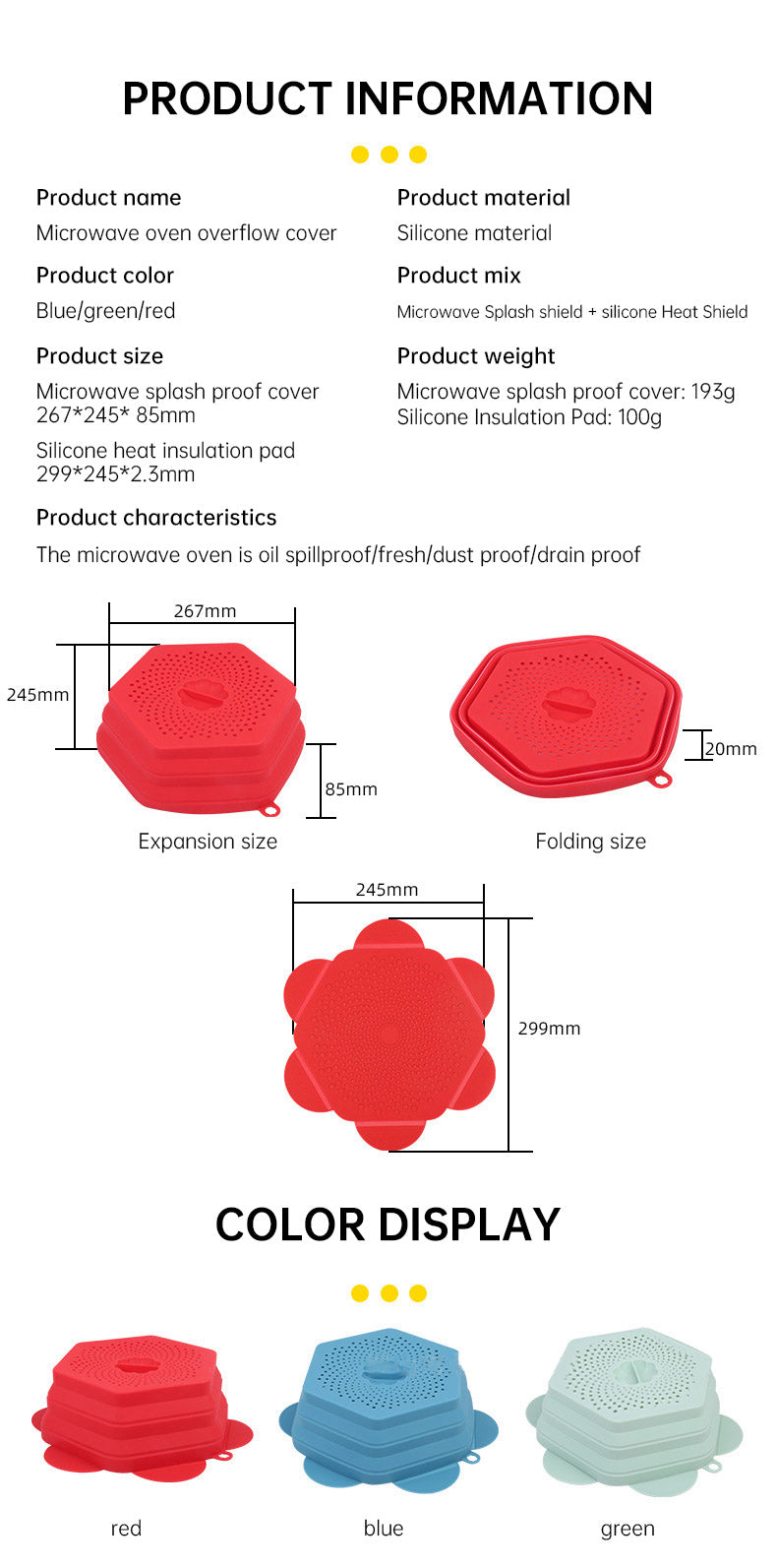 Collapsible Silicone Microwave Food Cover – Splatter Guard & Plate Lid