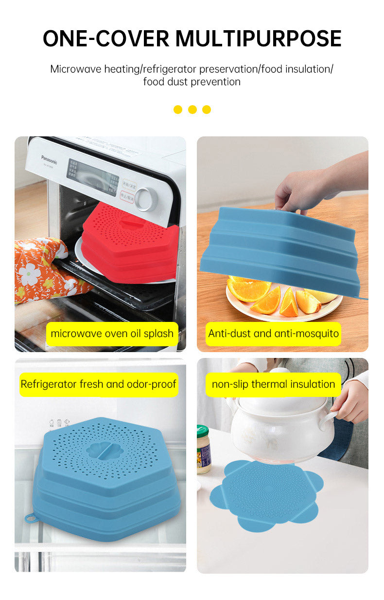 Collapsible Silicone Microwave Food Cover – Splatter Guard & Plate Lid