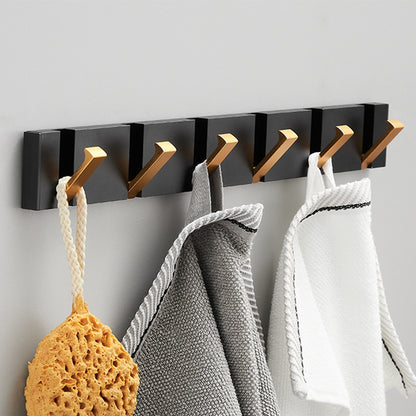 Folding Towel Hanger & Wall Hook (Black Gold) — Versatile Space-Saving Organization