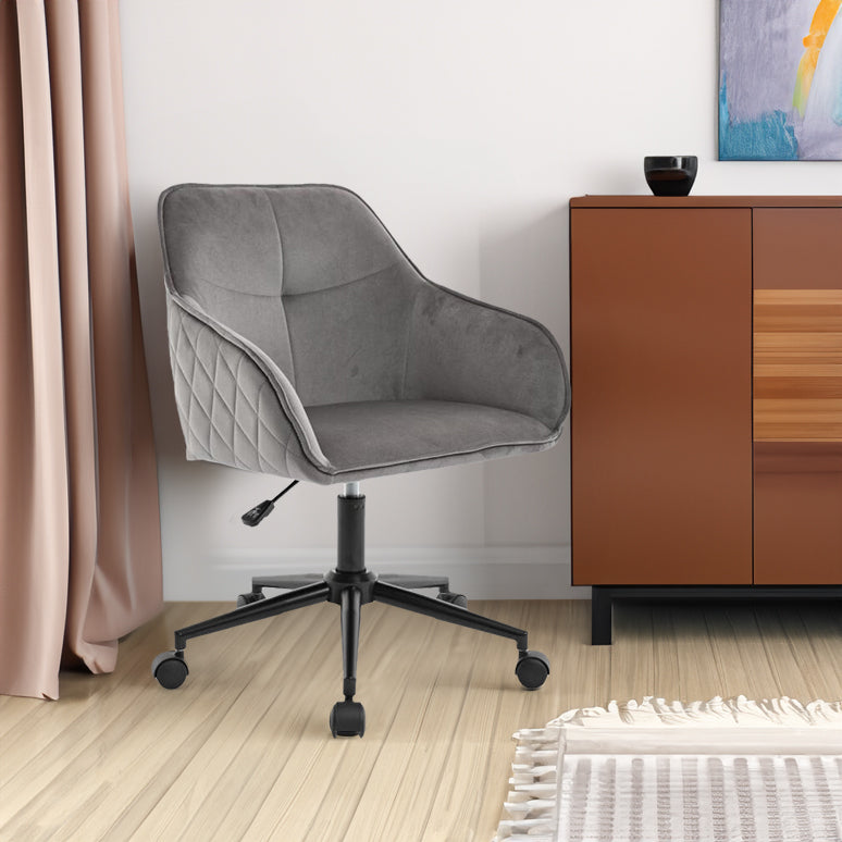 Velvet Office Desk Chair, Modern Home Desk Chair with Wheels