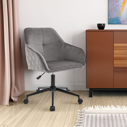 Velvet Office Desk Chair, Modern Home Desk Chair with Wheels