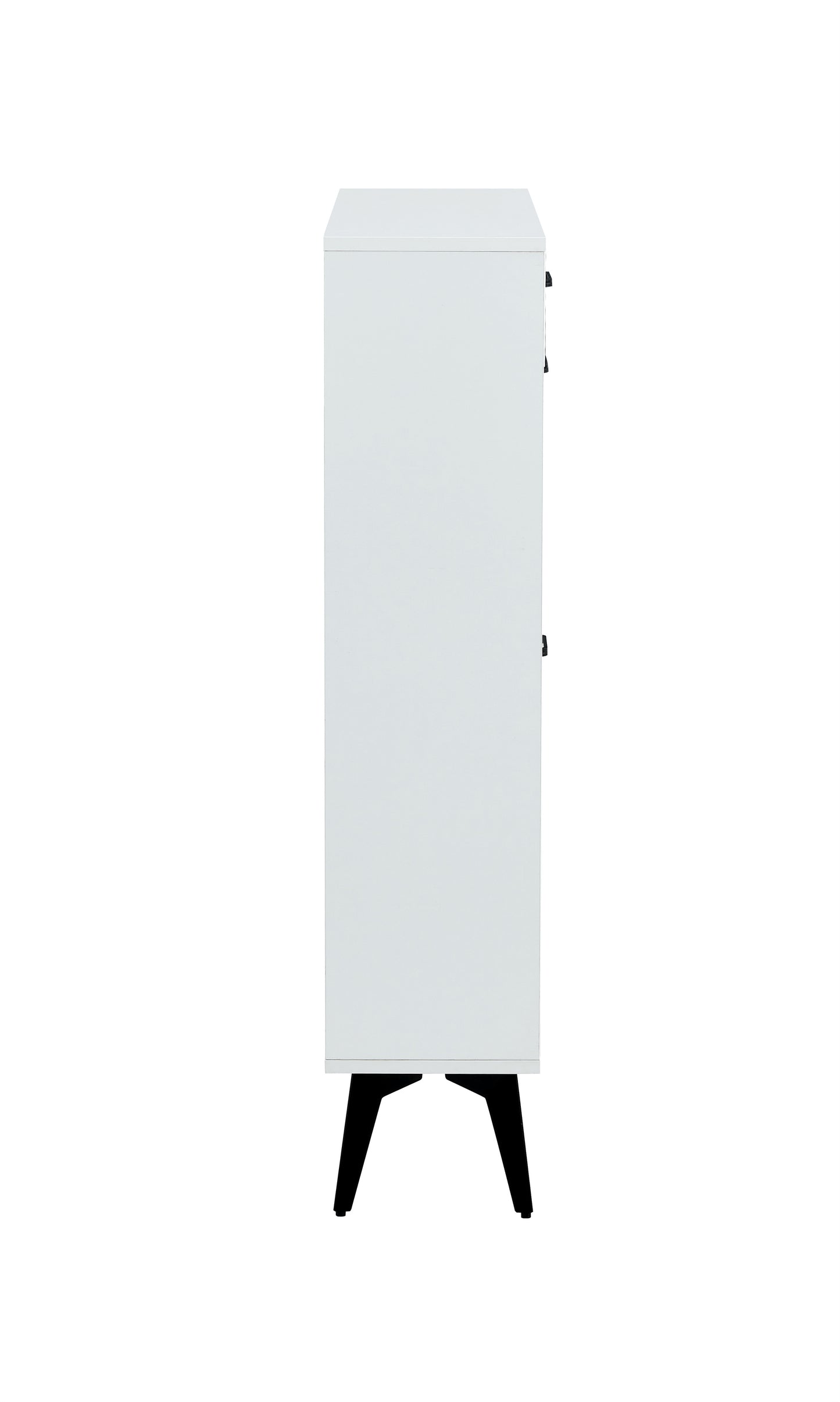 Modern White Shoe Cabinet with Metal Legs — Slim Profile Storage Shelves