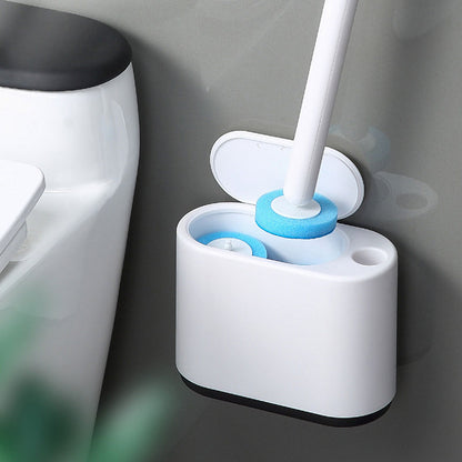 Wall-Mounted Toilet Brush with Automatic Lid & Cleaning Solution
