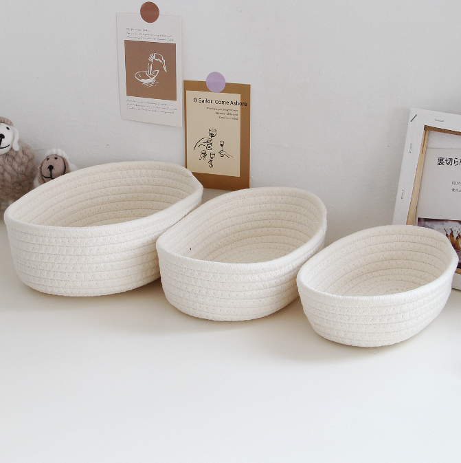 Ship-Shaped Hand-Woven Cotton Rope Storage Basket – Retro Desktop & Hallway Organizer