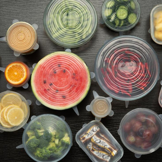 6-Piece Stretch Silicone Food Covers – Reusable Airtight Lids