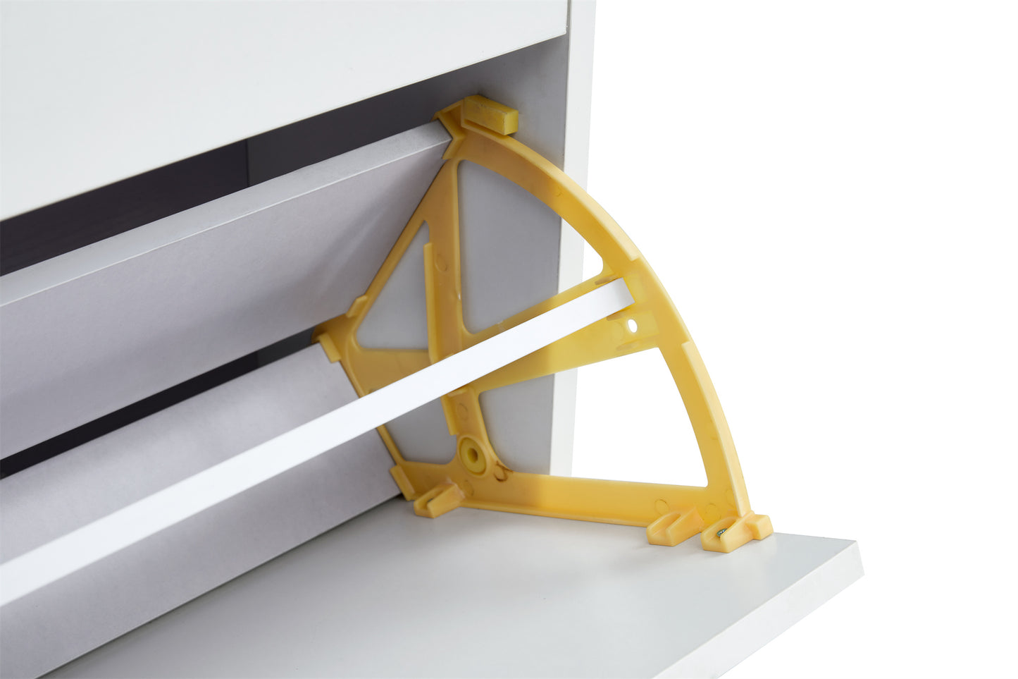 Modern White Shoe Cabinet with Metal Legs — Slim Profile Storage Shelves