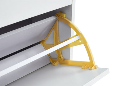 Modern White Shoe Cabinet with Metal Legs — Slim Profile Storage Shelves