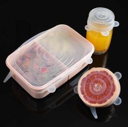 6-Piece Stretch Silicone Food Covers – Reusable Airtight Lids