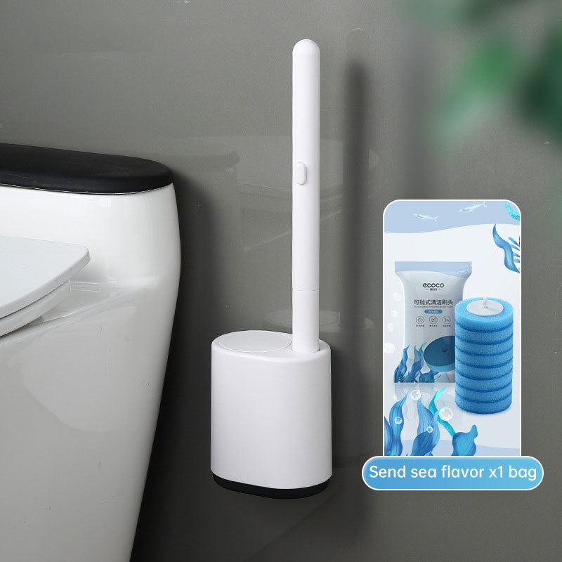 Wall-Mounted Toilet Brush with Automatic Lid & Cleaning Solution
