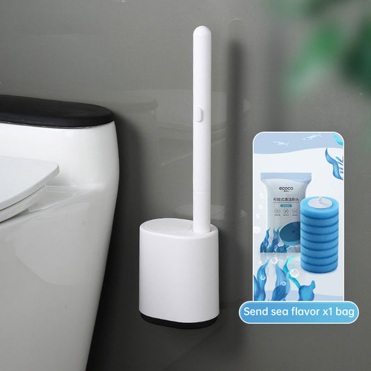 Wall-Mounted Toilet Brush with Automatic Lid & Cleaning Solution