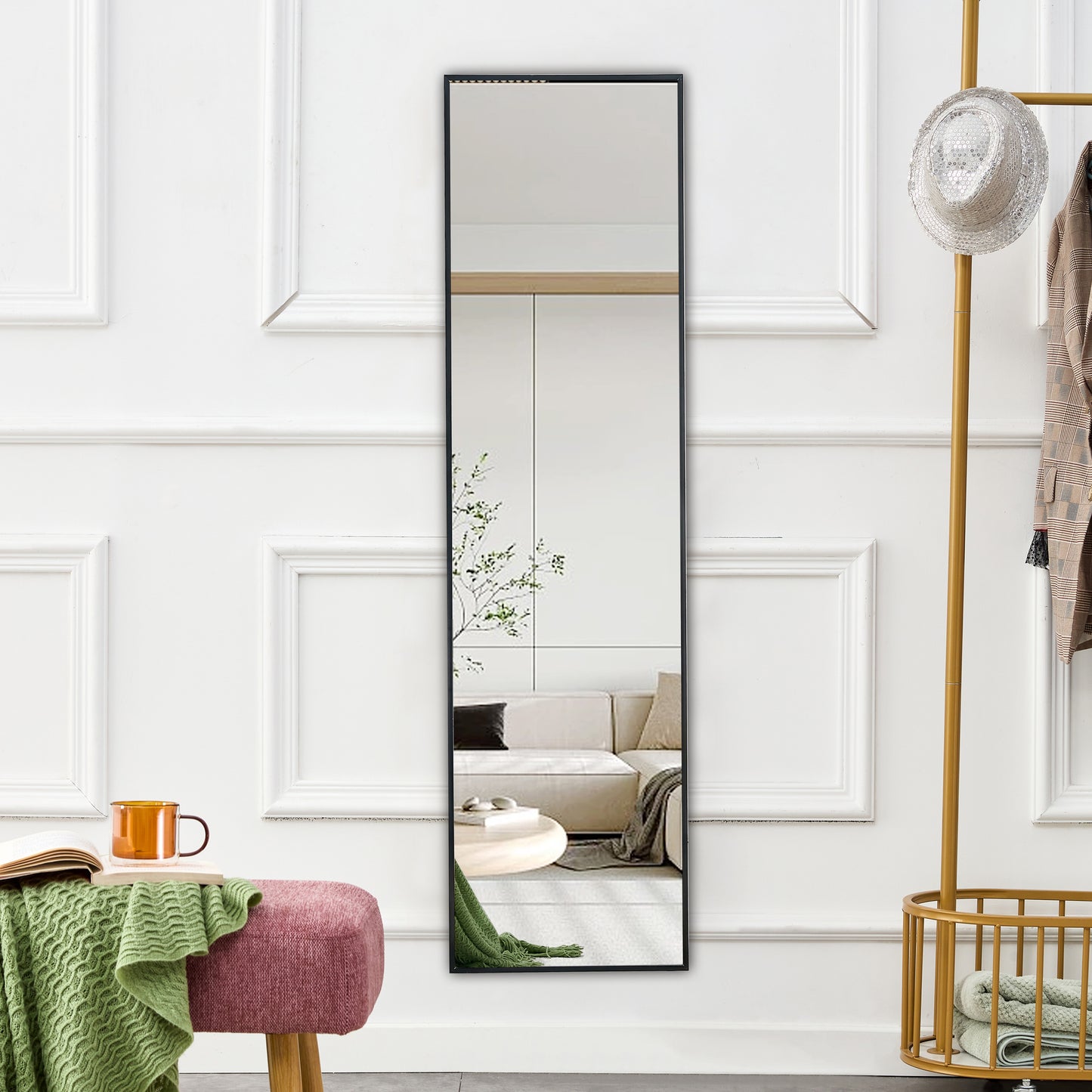 Wall mounted full-length mirror black 65 * 23“