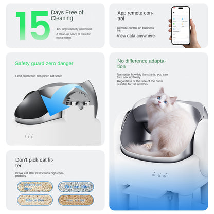 Smart Automatic Open-Top Self-Cleaning Cat Litter Box