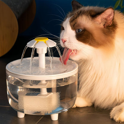 Flower Automatic Pet Water Fountain – Ultra-Quiet & Hydrating Filtered Dispenser