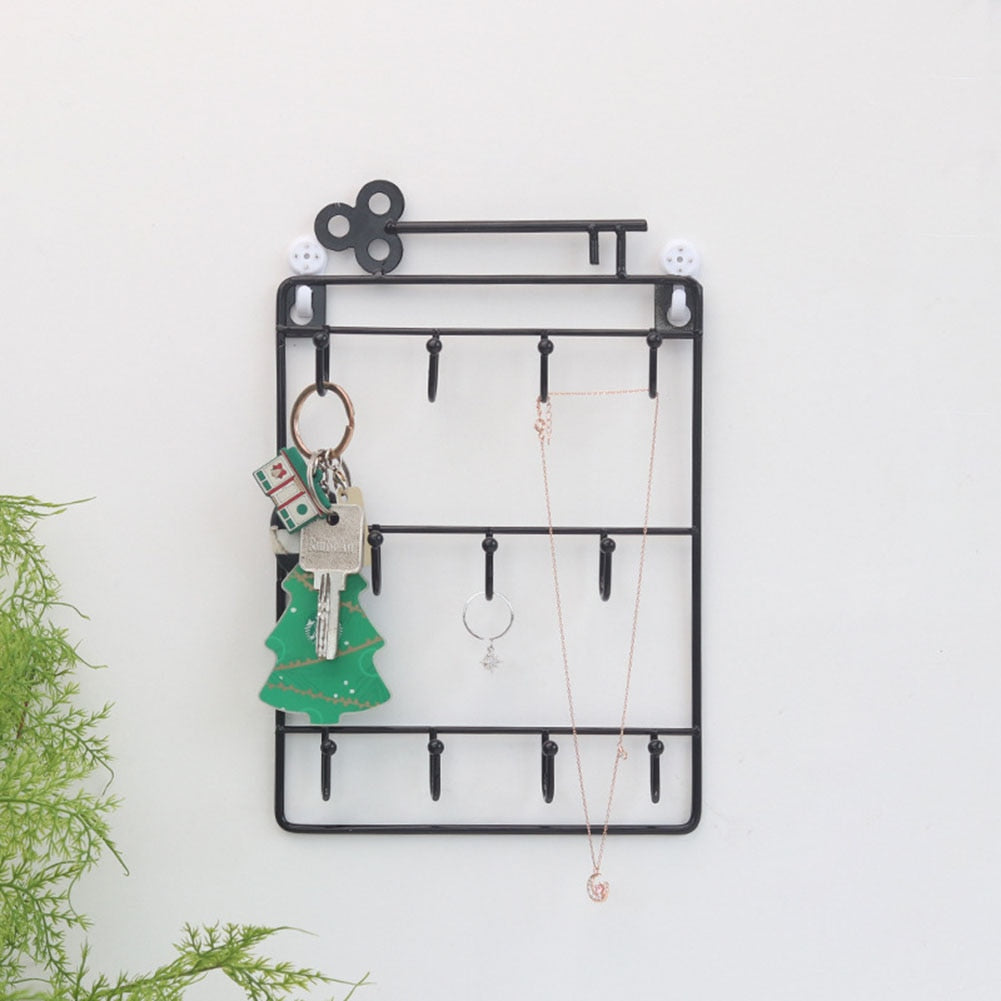 Modern Creative Iron Wall-Mounted Key & Coat Holder — 11-Hook Decorative Organizer