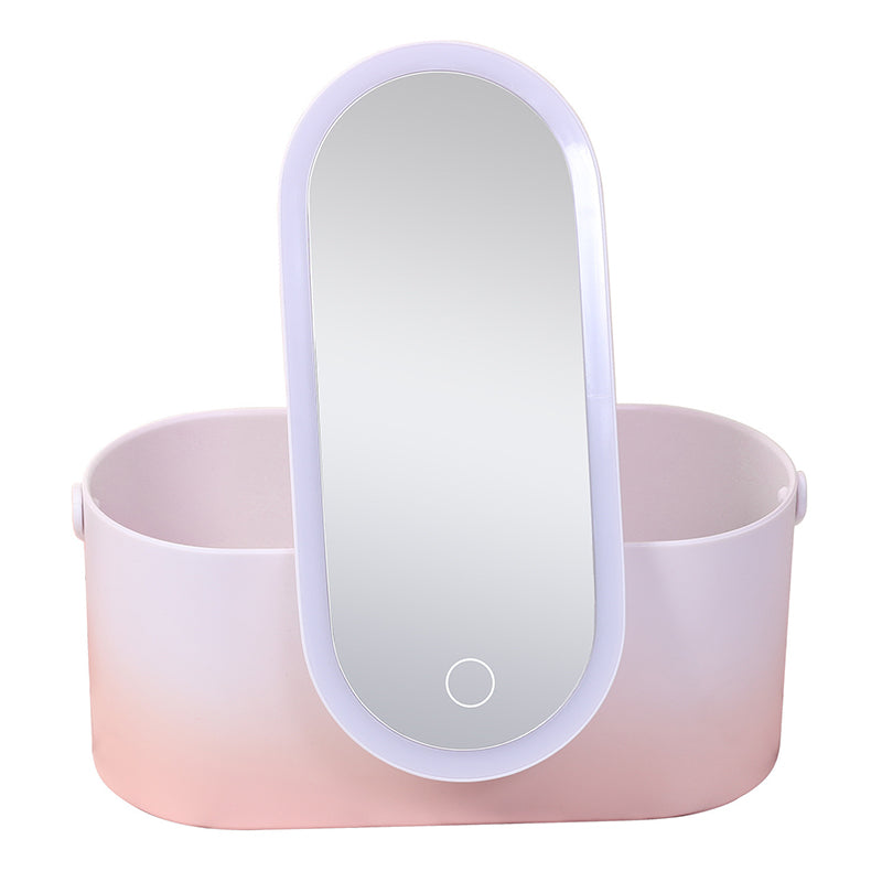 Portable LED Makeup Mirror with Organizer Box