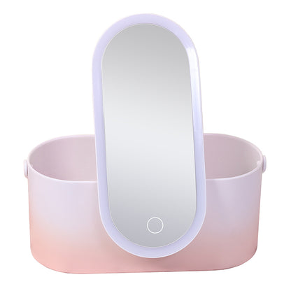 Portable LED Makeup Mirror with Organizer Box