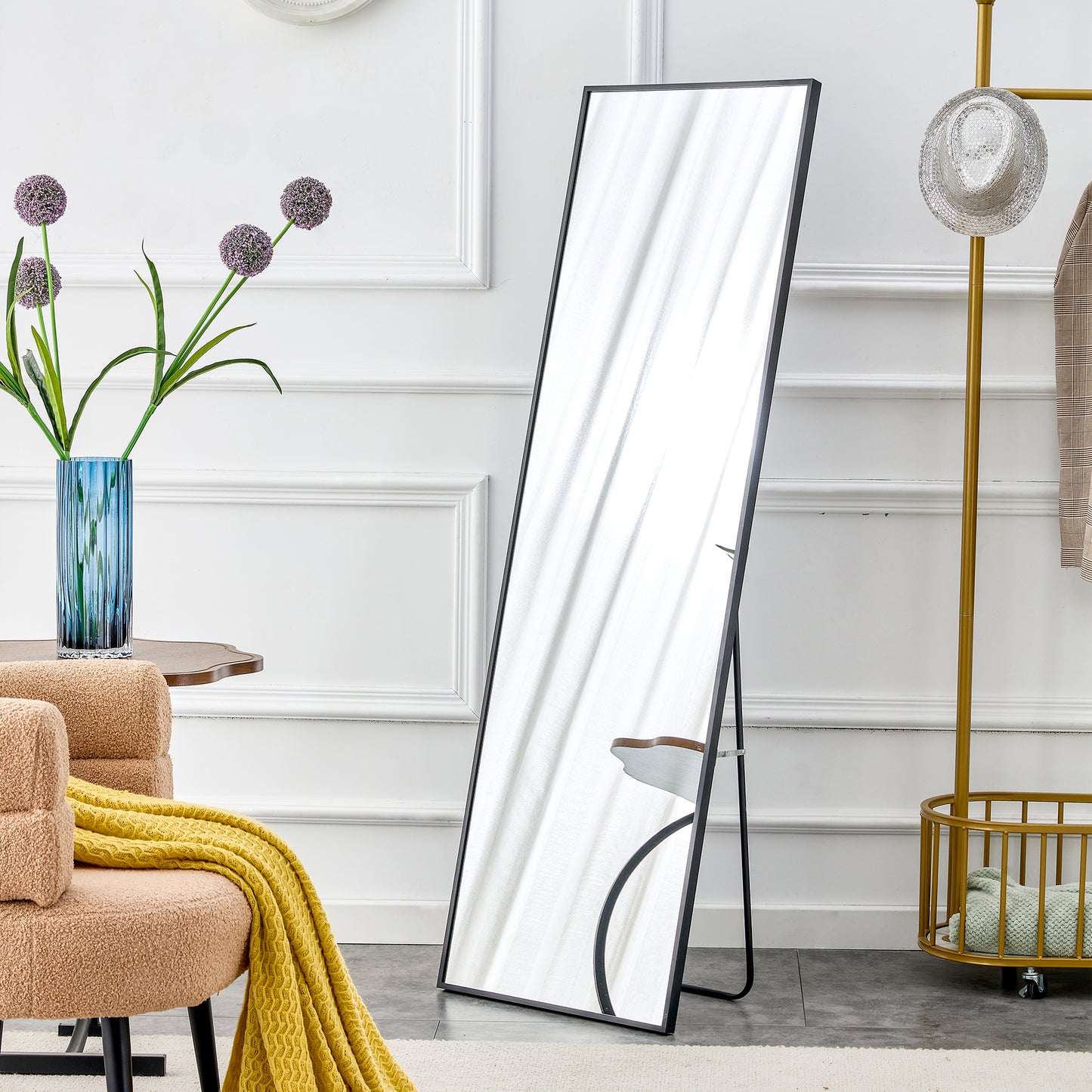 Wall mounted full-length mirror black 65 * 23“