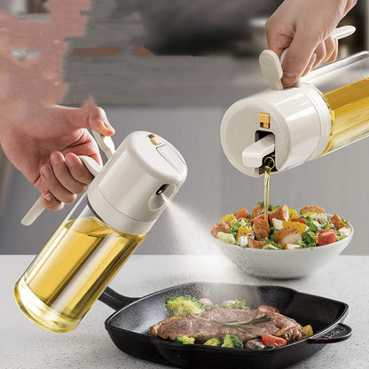 2-in-1 Glass Oil Sprayer & Pourer (550ml) – Automatic Flip & Precise Control