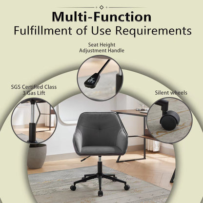 Velvet Office Desk Chair, Modern Home Desk Chair with Wheels