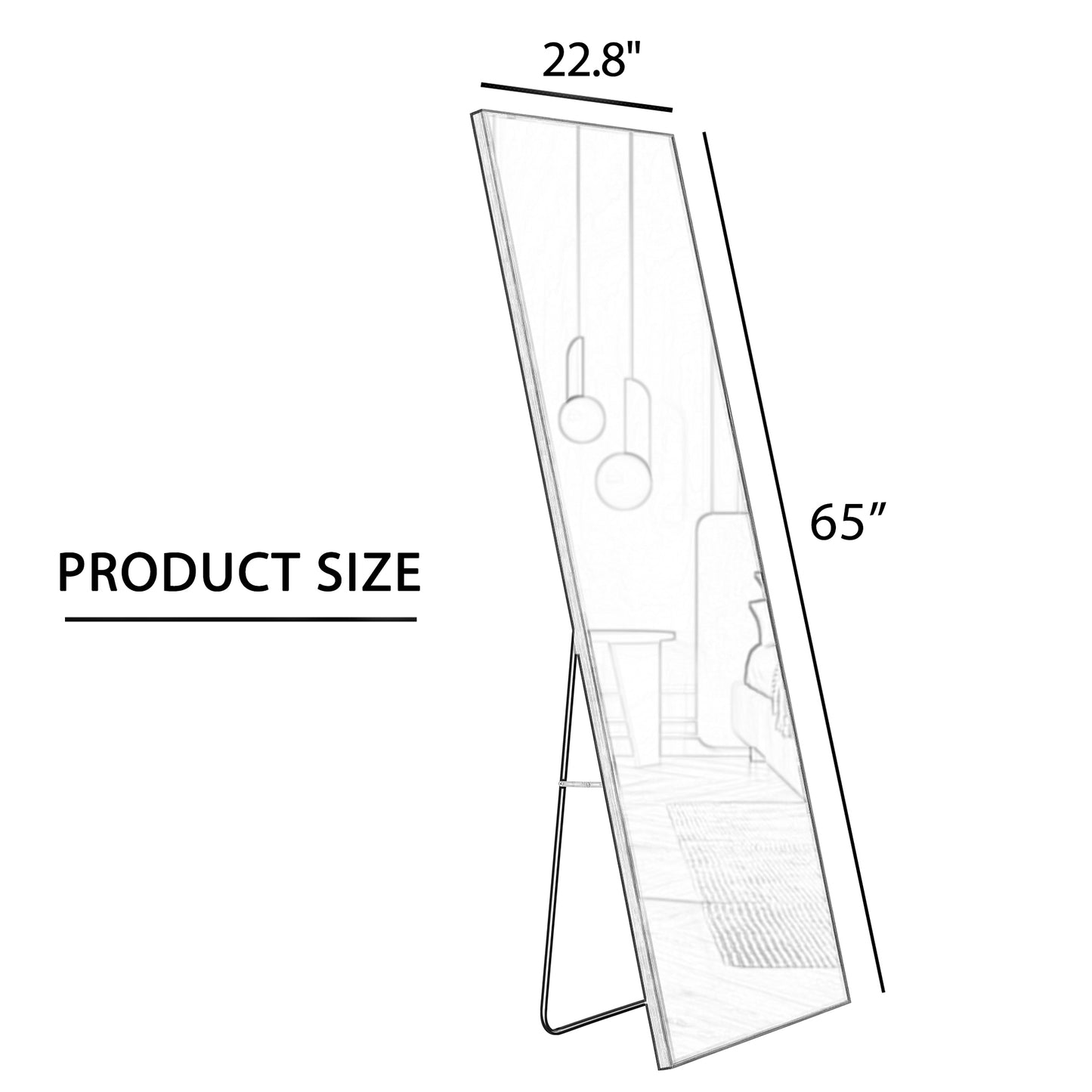 Wall mounted full-length mirror black 65 * 23“
