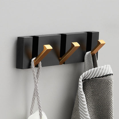Folding Towel Hanger & Wall Hook (Black Gold) — Versatile Space-Saving Organization