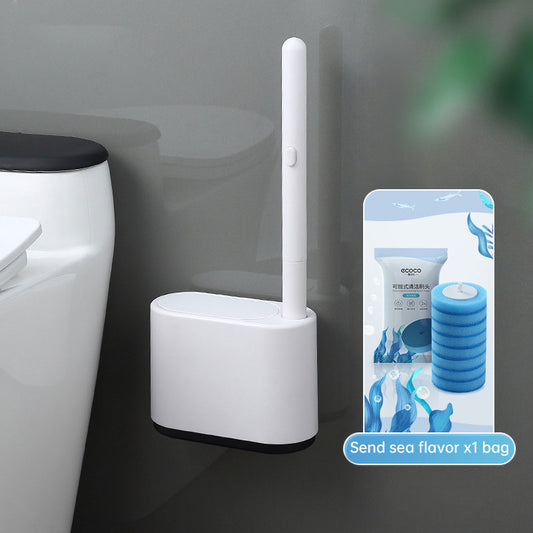 Wall-Mounted Toilet Brush with Automatic Lid & Cleaning Solution