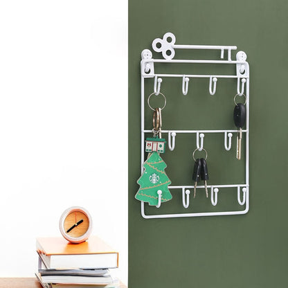 Modern Creative Iron Wall-Mounted Key & Coat Holder — 11-Hook Decorative Organizer