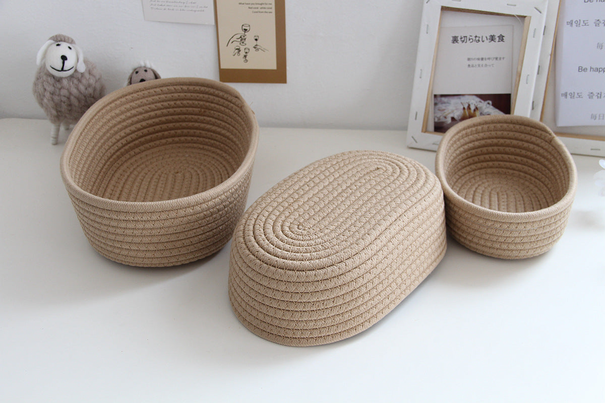 Ship-Shaped Hand-Woven Cotton Rope Storage Basket – Retro Desktop & Hallway Organizer