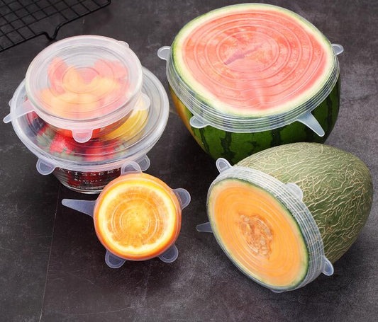 6-Piece Stretch Silicone Food Covers – Reusable Airtight Lids