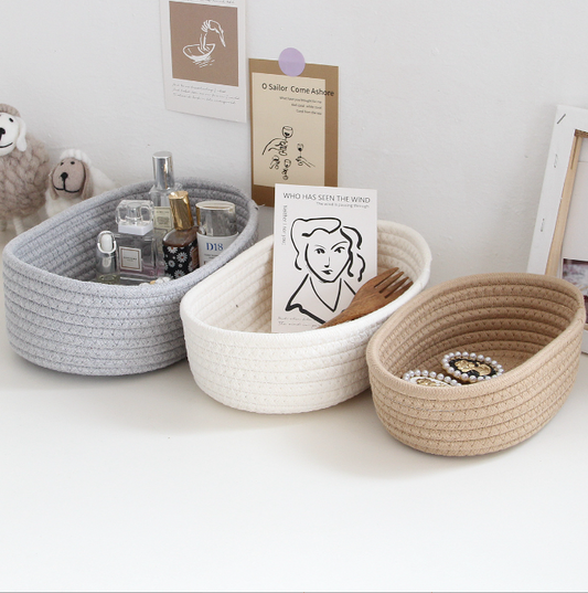 Ship-Shaped Hand-Woven Cotton Rope Storage Basket – Retro Desktop & Hallway Organizer