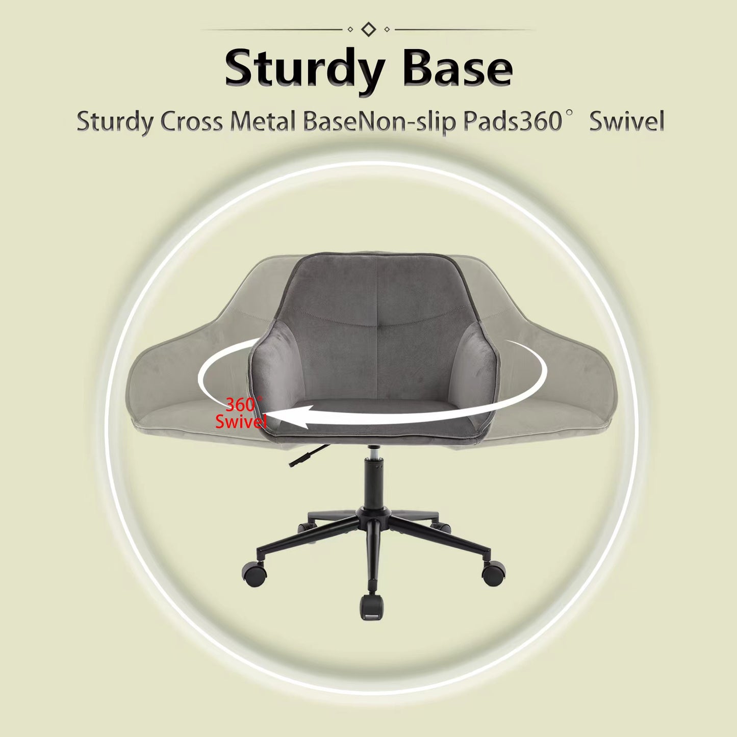 Velvet Office Desk Chair, Modern Home Desk Chair with Wheels