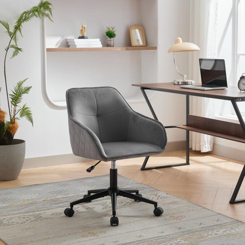 Velvet Office Desk Chair, Modern Home Desk Chair with Wheels