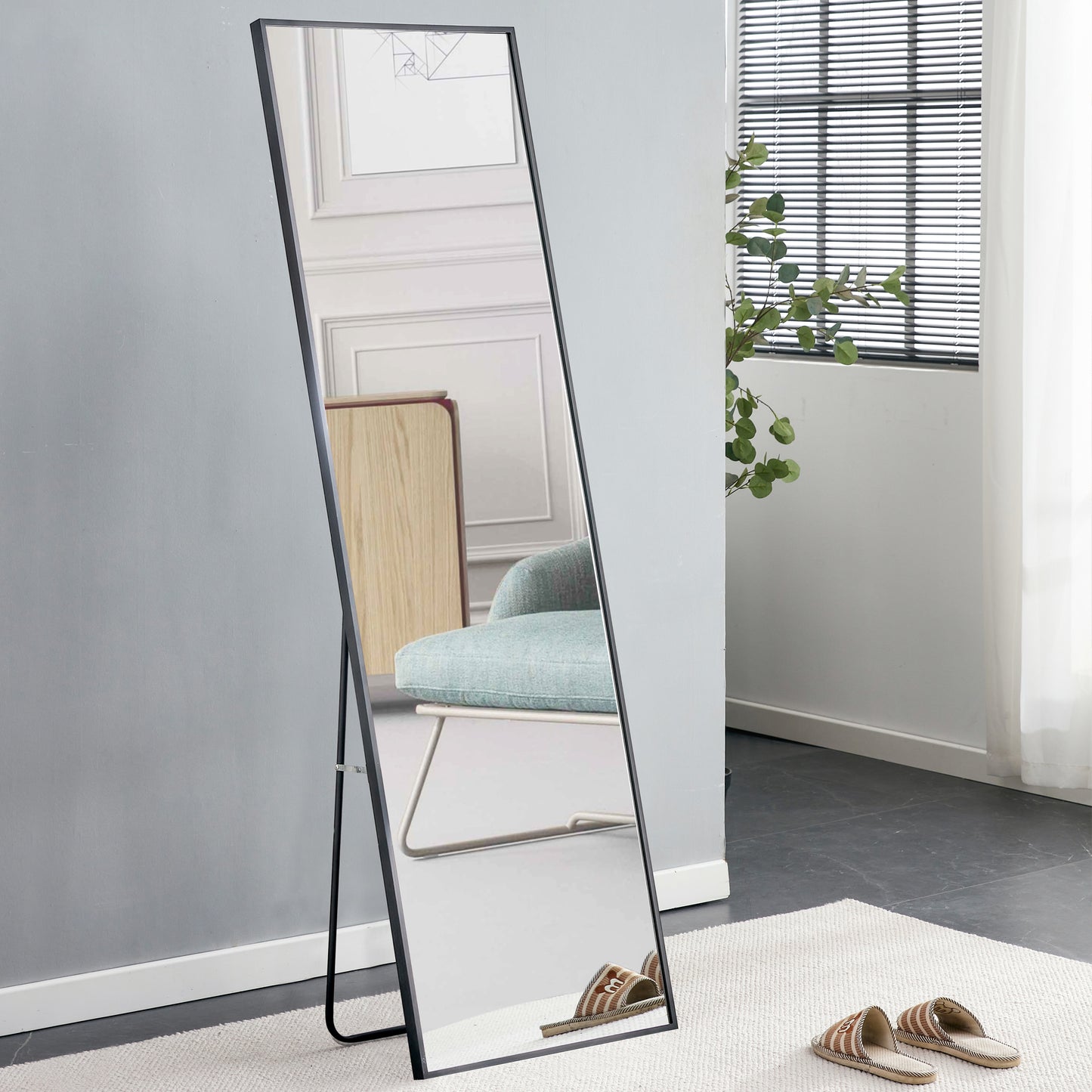 Wall mounted full-length mirror black 65 * 23“